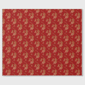 Chinesisches Neujahr des Tigers 2022 - Rot und Gol Geschenkpapier (Flach)