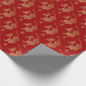 Chinesisches Neujahr des Tigers 2022 - Rot und Gol Geschenkpapier (Ecke)