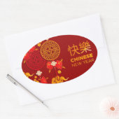 Chinesisches Neujahr des Tigers Ovaler Aufkleber (Umschlag)