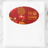 Chinesisches Neujahr des Tigers Ovaler Aufkleber (Tasche)