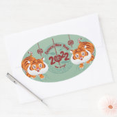 Chinesisches Neujahr des Tigers Ovaler Aufkleber (Umschlag)