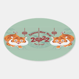 Chinesisches Neujahr des Tigers Ovaler Aufkleber