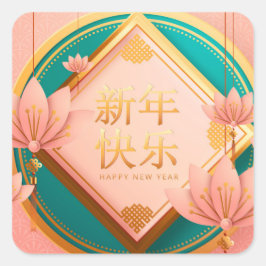 Chinesisches Neujahr des Tigers Quadratischer Aufkleber