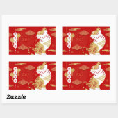 Chinesisches Neujahr des Tigers Rechteckiger Aufkleber (Blatt)