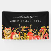 Chinesisches Neujahr | Dragon & Lucky Cat Willkomm Banner (Horizontal)