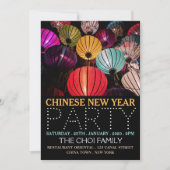 Chinesisches Neujahr, farbenfrohe Laternen Einladung (Vorderseite)