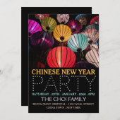 Chinesisches Neujahr, farbenfrohe Laternen Einladung (Vorne/Hinten)
