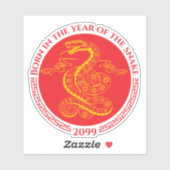 Chinesisches Neujahr Geboren im Jahr der Schlange Aufkleber (Blatt)