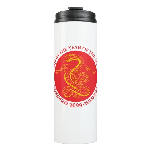 Chinesisches Neujahr Geboren im Jahr der Schlange Thermosbecher (Vorderseite)