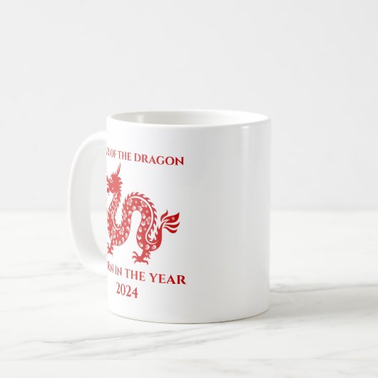 Chinesisches Neujahr Geboren im Jahr des Drachen Kaffeetasse (Vorderseite Links)