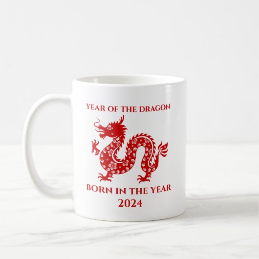 Chinesisches Neujahr Geboren im Jahr des Drachen Kaffeetasse (Links)