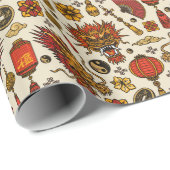 Chinesisches Neujahr Geschenkpapier (Rolleneckpunkt)