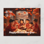 Chinesisches Neujahr mit glücklichen Kindern Postkarte (Vorderseite)