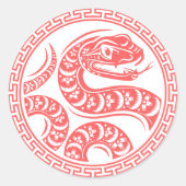 Chinesisches Neujahr mit hellroter Schlange Runder Aufkleber (Vorderseite)