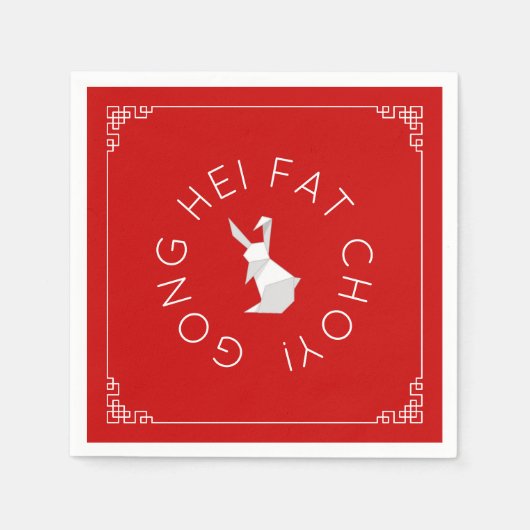 Chinesisches Neujahr Origami Rabbit Napkins Serviette (Vorderseite)