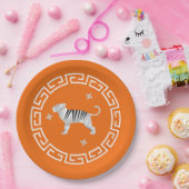 Chinesisches Neujahr Origami Tiger & Stars Pappteller (Party)