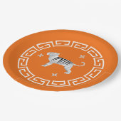 Chinesisches Neujahr Origami Tiger & Stars Pappteller (Schrägansicht)