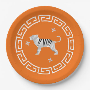 Chinesisches Neujahr Origami Tiger & Stars Pappteller