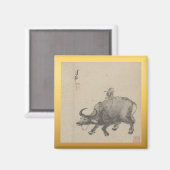 Chinesisches Neujahr Ox Malerei Zodiac Birthday Sq Magnet (Vorderseite/Rückseite)