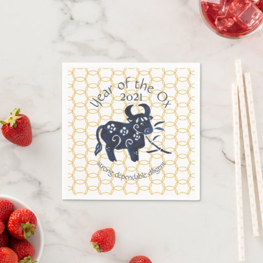 Chinesisches Neujahr Ox Zodiac Animal Minimal 2021 Serviette (Beispiel)