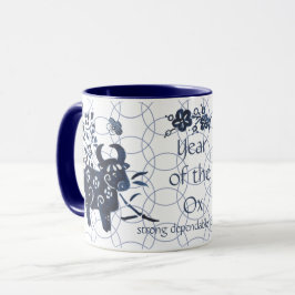 Chinesisches Neujahr Ox Zodiac Artistic Modern Blu Tasse