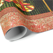 Chinesisches Neujahr Papercut Dragon Wood Green Go Geschenkpapier (Rolleneckpunkt)