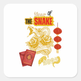 CHINESISCHES NEUJAHR QUADRATISCHER AUFKLEBER