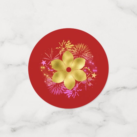 Chinesisches Neujahr Rat Red/Gold ID542 Konfetti (Klein Vorderseite)