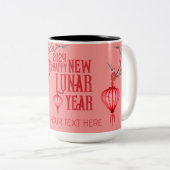 Chinesisches Neujahr Rosa Laternenglanzkunst Freun Zweifarbige Tasse (VorderseiteRechts)