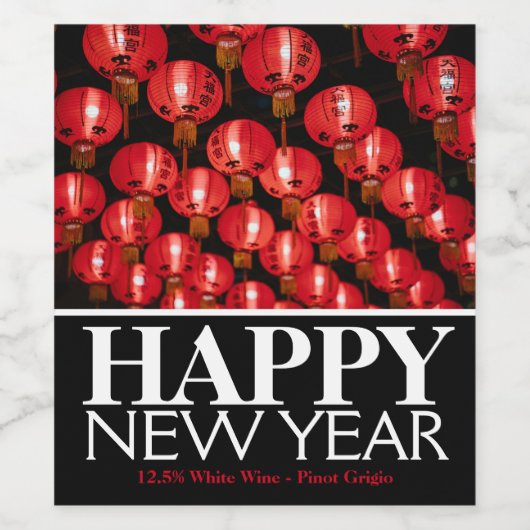 Chinesisches Neujahr, rote Lanterns Weinetikett (Einzelnes Label)