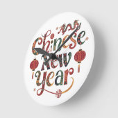 Chinesisches Neujahr Runde Wanduhr (Winkel)