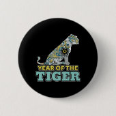 Chinesisches Neujahr - Zodiac White Tiger Button (Vorderseite)