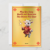 Chinesisches Neujahrs-Babyziegen mit Wunderkerzen- Feiertagskarte (Rückseite)