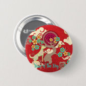 Chinesisches Neujahrs Hund Button (Vorne & Hinten)