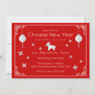 Chinesisches Neujahrs-Origami-Schaf Einladung