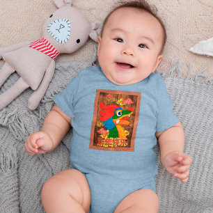 Chinesisches Neujahrs-Papierdrachen-Holz-Rot-Gold Baby Strampler