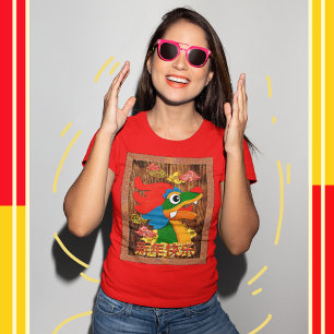 Chinesisches Neujahrs-Papierdrachen-Holz-Rot-Gold T-Shirt