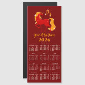 Chinesisches Neujahrs-Pferd 2026 Kalender Magnet (Vorne/Hinten)