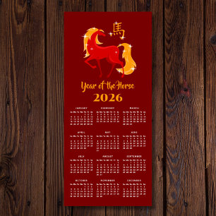 Chinesisches Neujahrs-Pferd 2026 Kalender Magnet