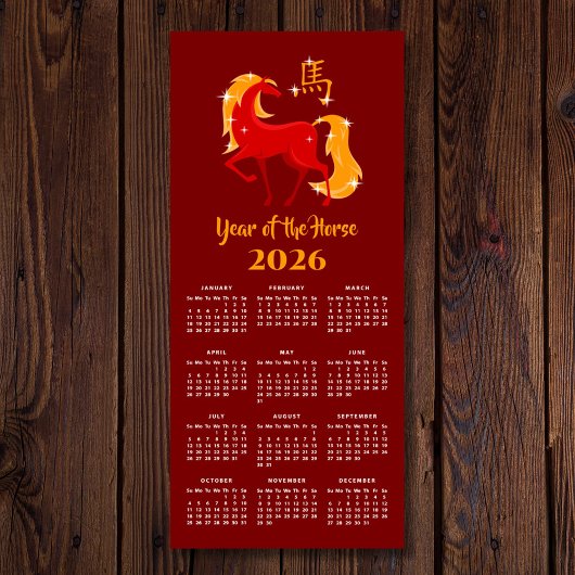 Chinesisches Neujahrs-Pferd 2026 Kalender Magnet