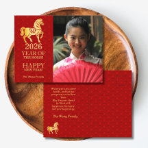 Chinesisches Neujahrs-Pferd 2026 Rot Gold