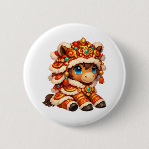 Chinesisches Neujahrs-Pferd 2026 Zodiakus Button