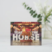Chinesisches Neujahrs-Pferd im Disco-Stil mit Text Postkarte (Stehend Vorderseite)