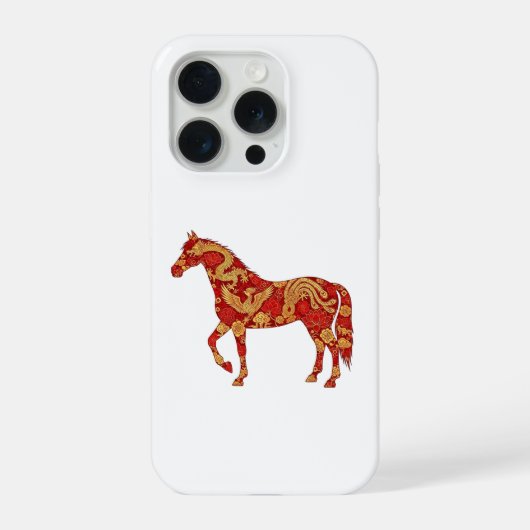 Chinesisches Neujahrs-Pferd mit Drache und Phönix  iPhone Hülle (Rückseite)