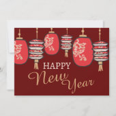 Chinesisches Neujahrs-Rotlaternen-Drache Feiertagskarte (Vorderseite)