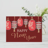 Chinesisches Neujahrs-Rotlaternen-Drache Feiertagskarte (Stehend Vorderseite)