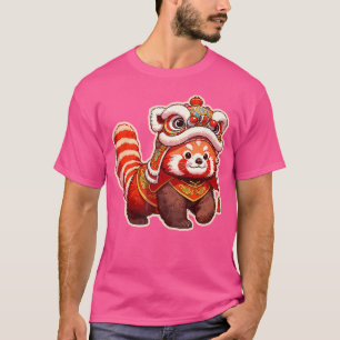 Chinesisches Neujahrs-Rotpanda-Löwentanz Lunar Neu T-Shirt