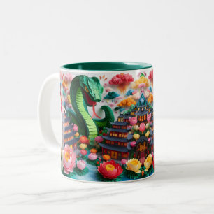 Chinesisches Neujahrs-Schlange 2025 Origami 2TM5 Zweifarbige Tasse
