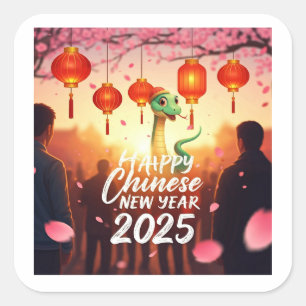 Chinesisches Neujahrs-Schlange  Quadratischer Aufkleber