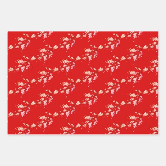 Chinesisches Neujahrsblütenmuster 3SWP Geschenkpapier Set (Vorderseite 2)